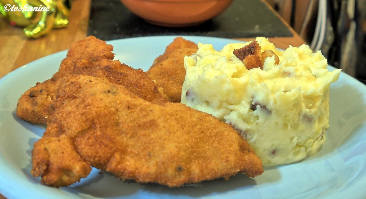 Piri-Piri-Schnitzelchen mit Knusprigem Kartoffel-Pecorino-Stampf - Rezept - Bild Nr. 508