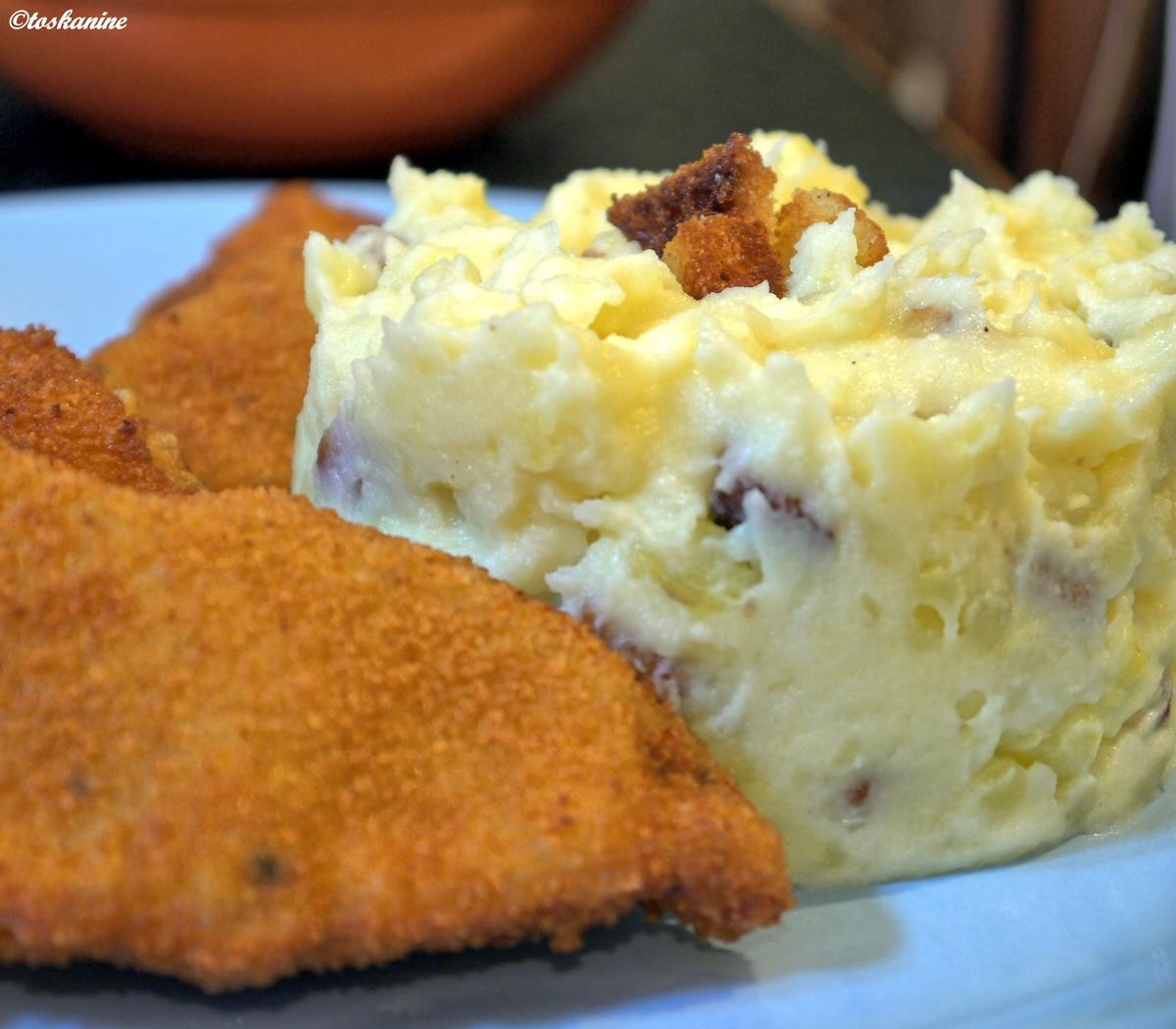 Piri-Piri-Schnitzelchen mit Knusprigem Kartoffel-Pecorino-Stampf - Rezept - Bild Nr. 509