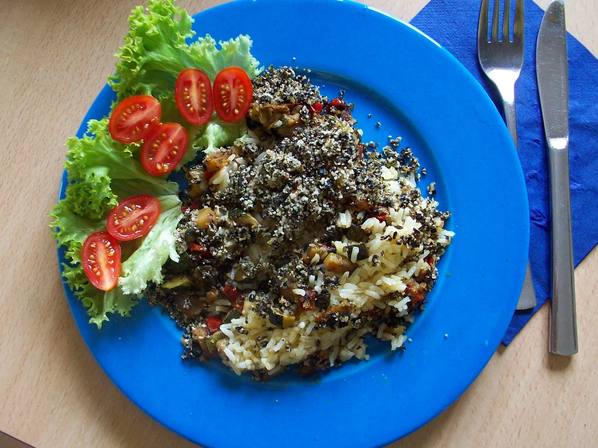 Gemüse mit Reis und Oliven Crumbles - Rezept - Bild Nr. 497