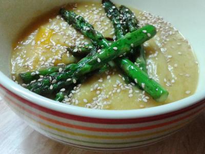 Süßkartoffel-Suppe mit karamellisiertem grünen Sparge - Rezept - Bild Nr. 550