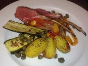 Rezept: Lammkarree an gegrilltem mediterranen Gemüse mit Kartoffelspalten Bild Nr. 127 Lammkarree an gegrilltem mediterranen Gemüse mit Kartoffelspalten - Rezept - Bild Nr. 127