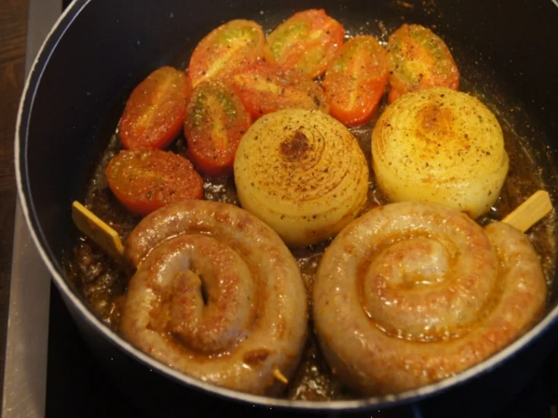 Fränkische Bratwurstschnecke mit Currysauce und Beilagen - Rezept - Bild Nr. 135