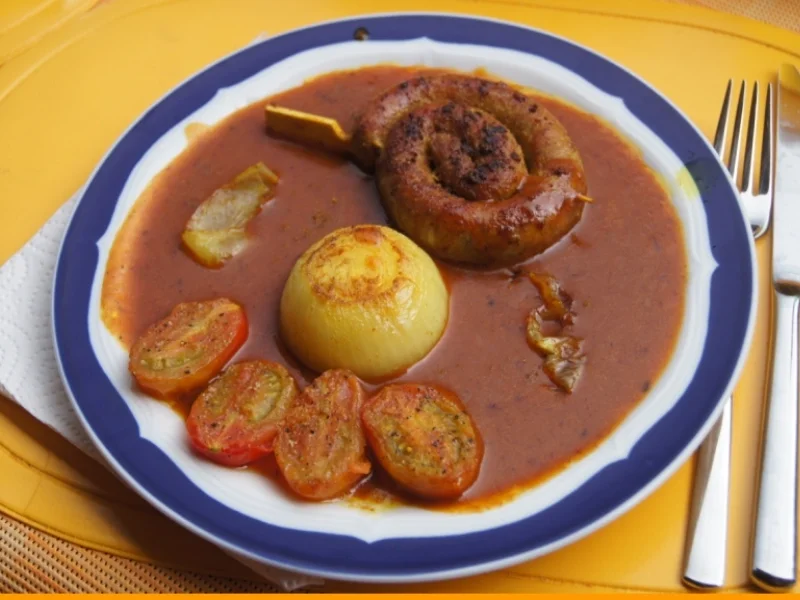 Fränkische Bratwurstschnecke mit Currysauce und Beilagen - Rezept - Bild Nr. 136