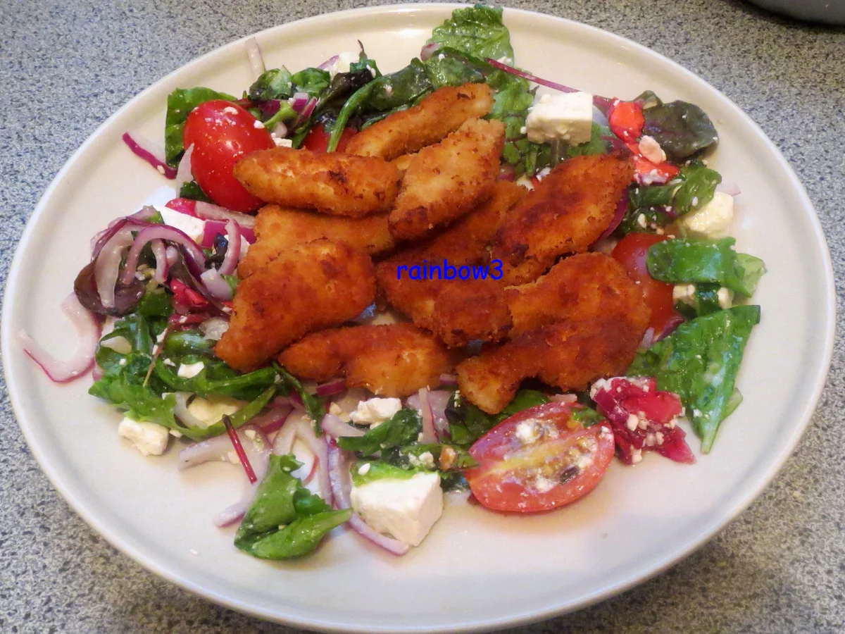 Zwischengericht: Salat mit panierter Hähnchenbrust - Rezept - Bild Nr. 215