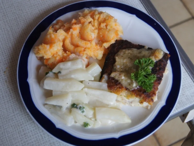 Schlemmerfilet Bordelaise mit Rahm-Kohlrabi und Möhren-Sellerie-Kartoffelstampf - Rezept - Bild Nr. 224