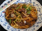 Chinesische Nudeln im Wok mit Rindfleisch. Paprika und Zwiebeln - Rezept - Bild Nr. 236