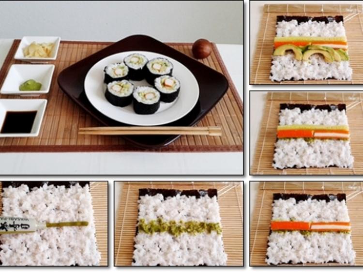 Sushi mit Surimi, Avocado und Gurke gefüllt - Rezept - kochbar.de