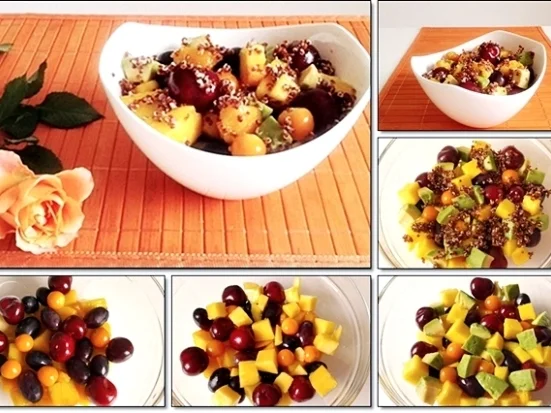 Ein sommerlicher Salat aus verschiedenen Obstsorten mit Quinoa - Rezept - Bild Nr. 1714