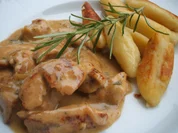 Geflügel: Hähnchengeschnetzeltes in Gorgonzola-Rahm mit Schupfnudeln - Rezept - Bild Nr. 316