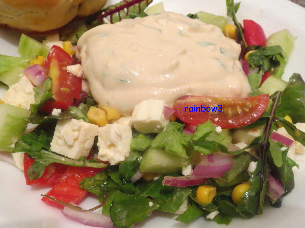 Salat: Bunter Salat mit Joghurt Dressing - einfach - von rainbow3