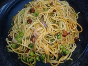 Spagetti mit Erbsen Spinat und Speck - Rezept - Bild Nr. 364