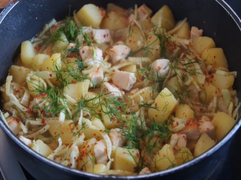 Rezept: Hähnchenbrustfilet-Kartoffel-Fenchel-Pfanne Bild Nr. 507 Hähnchenbrustfilet-Kartoffel-Fenchel-Pfanne - Rezept - Bild Nr. 507