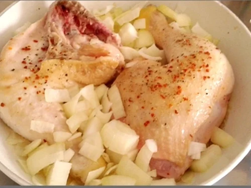 Rosmarin Hähnchenschenkel  auf  bunten  Bandnudeln - Rezept - Bild Nr. 544