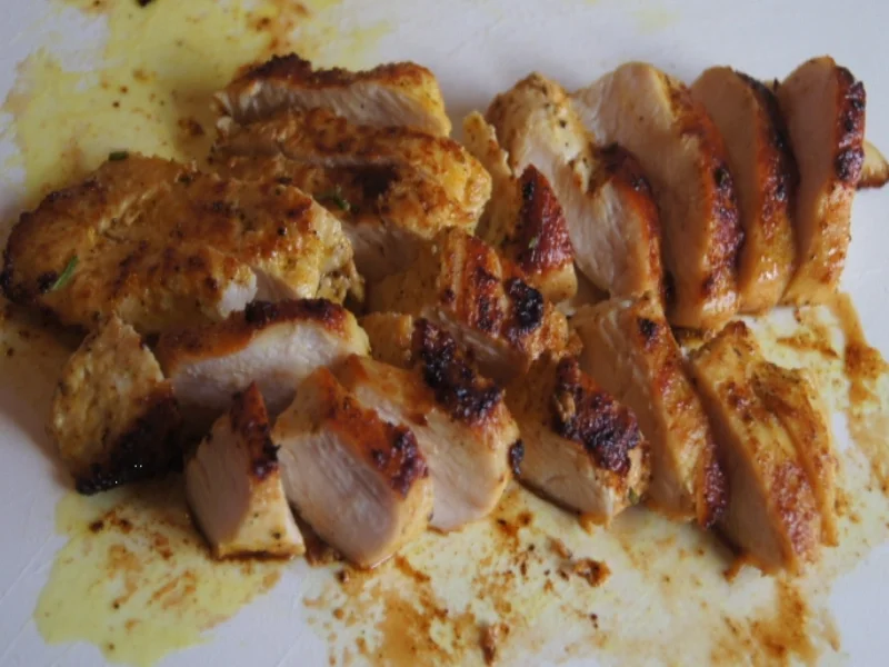 Hähnchenbrustfilet mit Curry-Tomaten-Bohnen Gemüse und angebratenen Rosmarin-Drillingen - Rezept - Bild Nr. 555