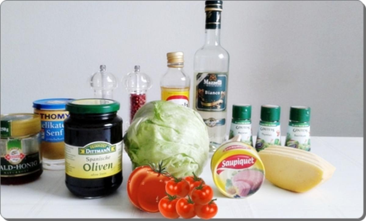 Eisbergsalat mit Thunfisch, Tomaten,  Gurken  und …. - Rezept - Bild Nr. 740