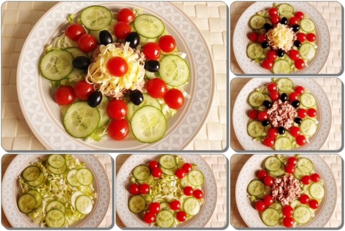 Eisbergsalat mit Thunfisch, Tomaten,  Gurken  und …. - Rezept - Bild Nr. 753
