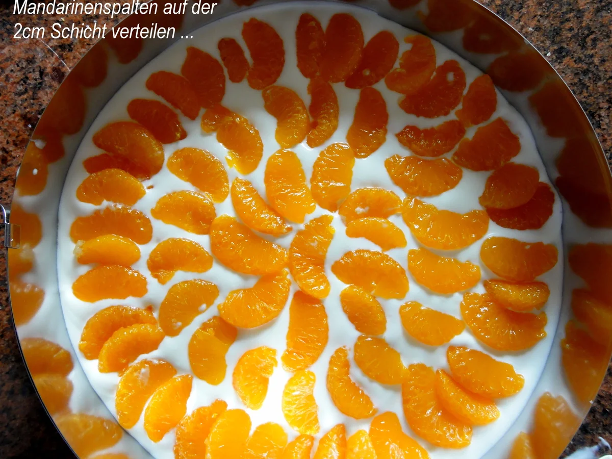 Biskuit:   JOGHURTSAHNE - TORTE  mit Mandarinenfilets - Rezept - Bild Nr. 767