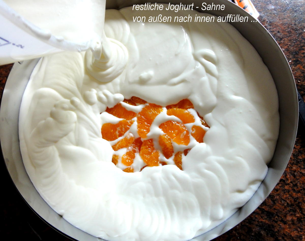 Biskuit:   JOGHURTSAHNE - TORTE  mit Mandarinenfilets - Rezept - Bild Nr. 769