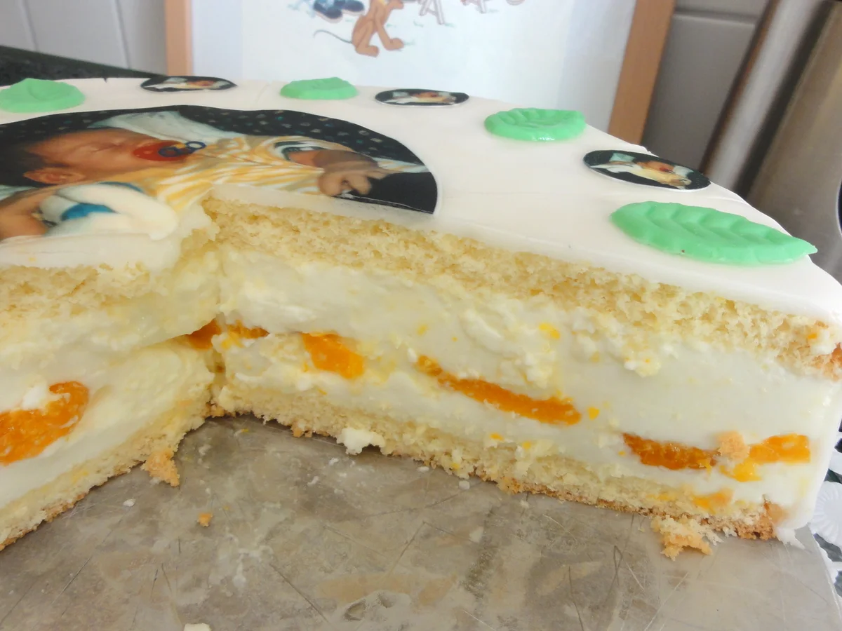 Biskuit:   JOGHURTSAHNE - TORTE  mit Mandarinenfilets - Rezept - Bild Nr. 774