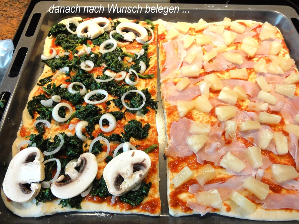 Rezept: Hefe: PIZZA HAWAI + SPINACI nach Art des Hauses Bild Nr. 851 Hefe: PIZZA HAWAI + SPINACI nach Art des Hauses - Rezept - Bild Nr. 851