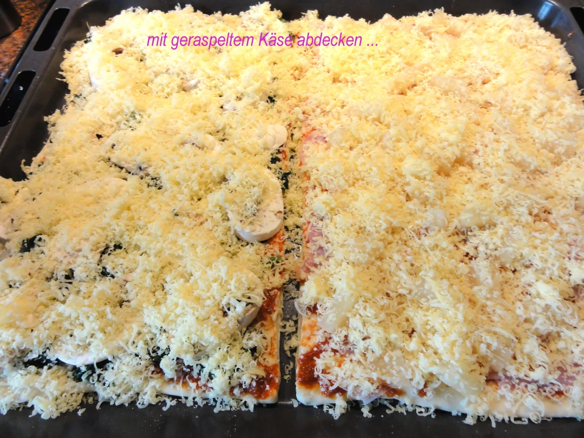 Rezept: Hefe: PIZZA HAWAI + SPINACI nach Art des Hauses Bild Nr. 852 Hefe: PIZZA HAWAI + SPINACI nach Art des Hauses - Rezept - Bild Nr. 852