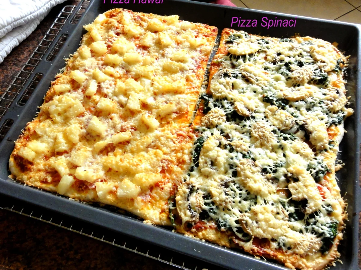 Rezept: Hefe: PIZZA HAWAI + SPINACI nach Art des Hauses Bild Nr. 855 Hefe: PIZZA HAWAI + SPINACI nach Art des Hauses - Rezept - Bild Nr. 855