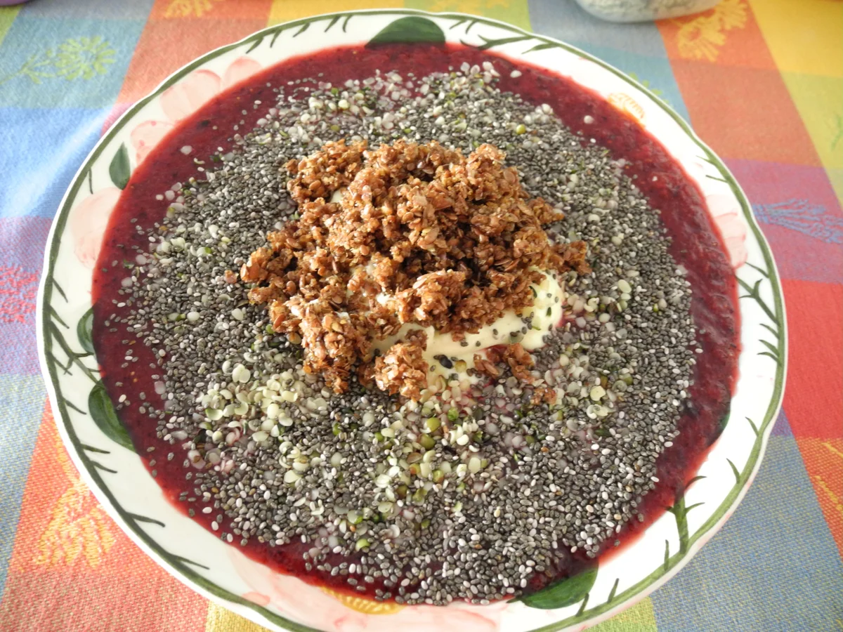 Obst püriert mit Quark nach Budwig und selbstgemachtem Linomehl - Rezept - Bild Nr. 909