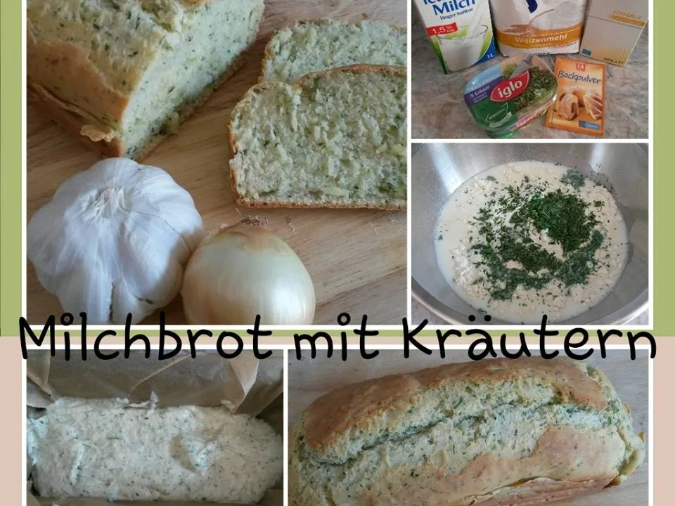 Grundrezept Milch Brot ( hier mit Kräutern ) ohne Hefe ! - Rezept - Bild Nr. 894