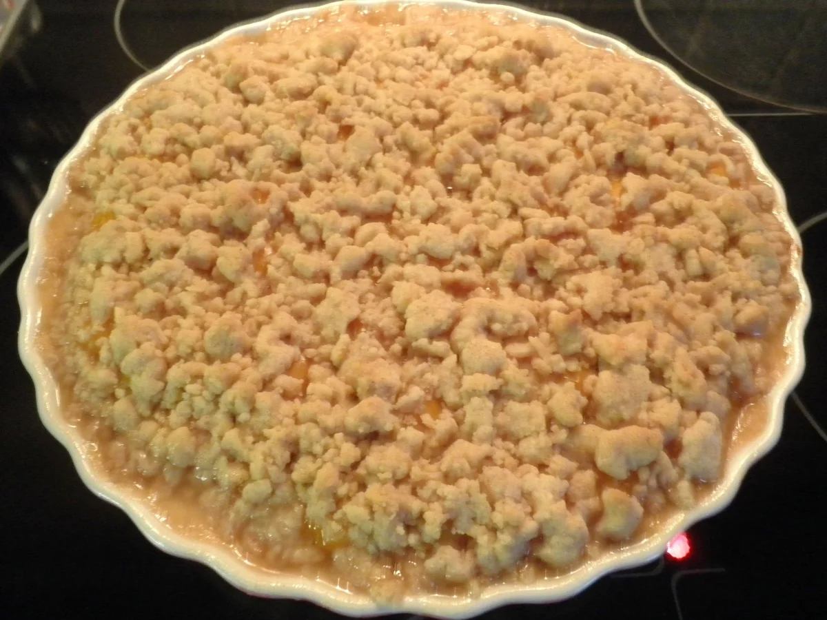 Mirabellen auf einem Bett von Vanillepudding .. zugedeckt mit knusprigen Zimtstreuseln - Rezept - Bild Nr. 1073