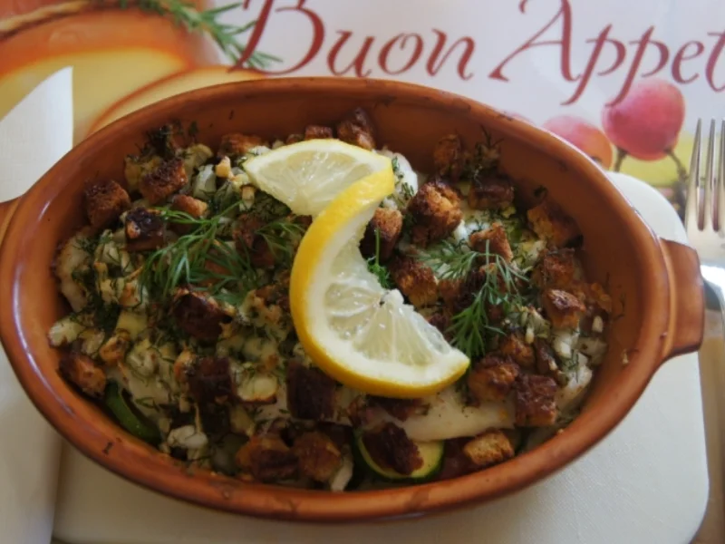 Rezept: Kabeljaufilet-Gemüseauflauf Bild Nr. 1175 Kabeljaufilet-Gemüseauflauf - Rezept - Bild Nr. 1175