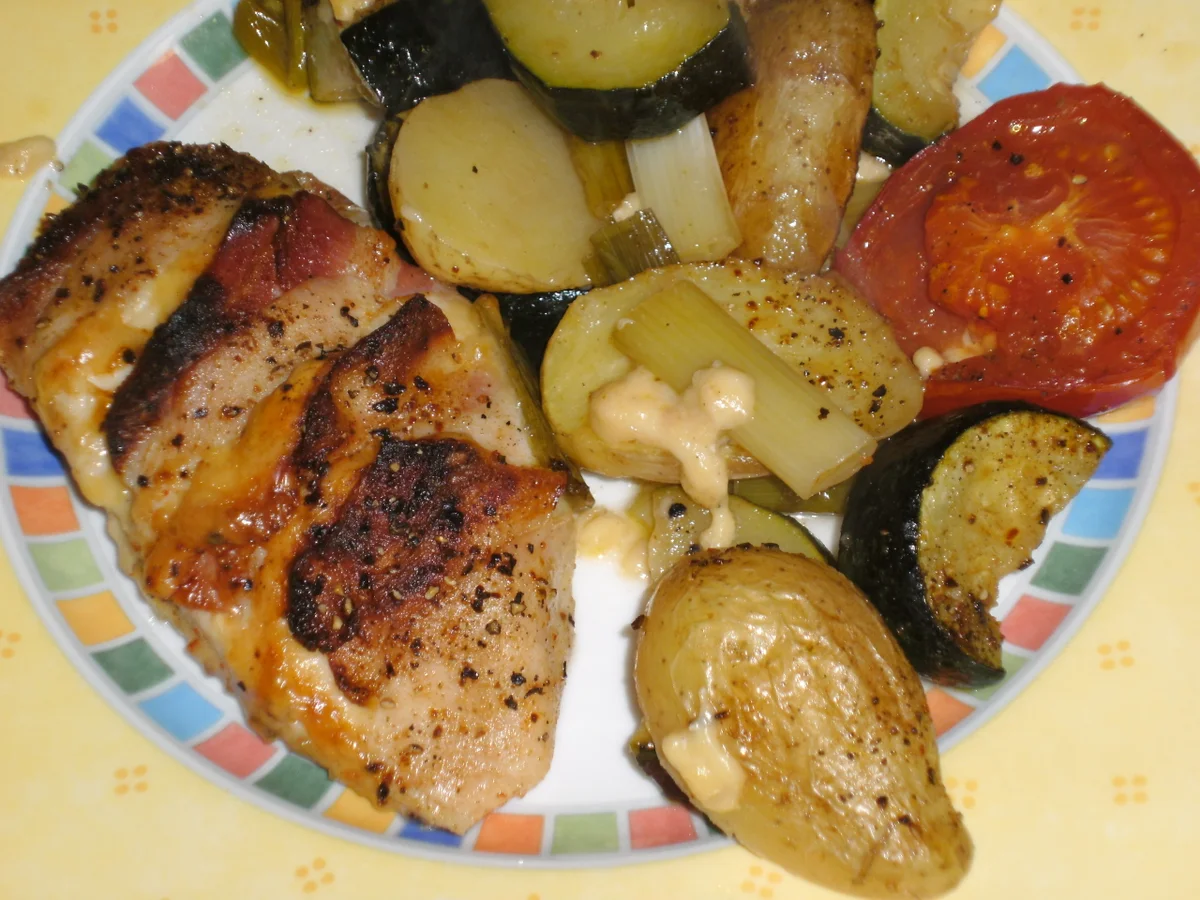 Rezept: Hähnchen Brust gefächert und gefüllt mit Speck und Käse Bild Nr. 1183 Hähnchen Brust gefächert und gefüllt mit Speck und Käse - Rezept - Bild Nr. 1183