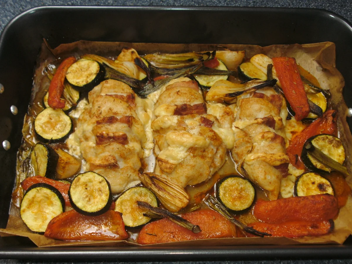 Rezept: Hähnchen Brust gefächert und gefüllt mit Speck und Käse Bild Nr. 1481 Hähnchen Brust gefächert und gefüllt mit Speck und Käse - Rezept - Bild Nr. 1481