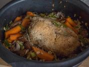 würziger Schweinenacken mit Senfdecke mit Gemüse und Gestubberten - Rezept - Bild Nr. 1370