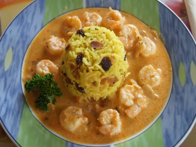 Rezept: Garnelencurry mit Gewürzreis Bild Nr. 1438 Garnelencurry mit Gewürzreis - Rezept - Bild Nr. 1438