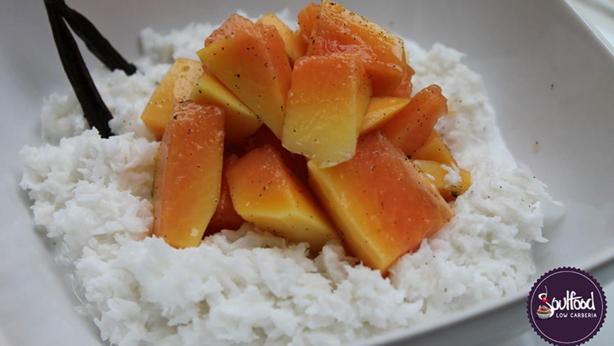 Bilder für LowCarb Kokosporridge mit Vanille-Papaya - Rezept