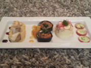 Gebeizter Bachsaibling, Meerrettich-Panna-Cotta, Steinbuttwürfel mit Selleriepüree - Rezept - Bild Nr. 1486