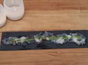 Seeteufelcarpaccio mit Hanfsamen-Rucola Pesto und Limettenschaum - Rezept - Bild Nr. 1538