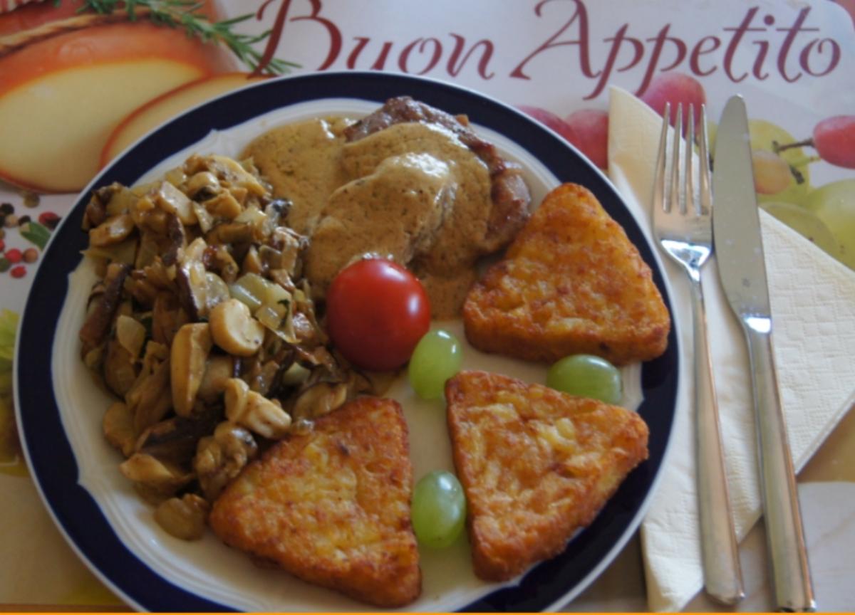 Kalbsmedaillons mit Steinpilzragout und Rösti-Ecken - Rezept - kochbar.de