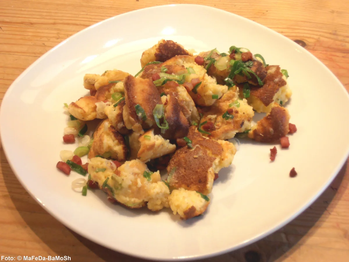 Rezept: Käseschmarrn mit Speck Bild Nr. 1550 Käseschmarrn mit Speck - Rezept - Bild Nr. 1550