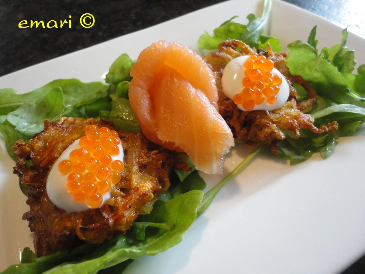 Lachs Rosen auf Rösti mit Kaviar Dip - schnell &amp; einfach - von emari