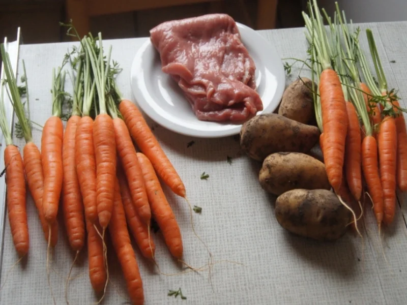 Kalbsschnitzel mit Karotten-Kartoffelstampf und Backofenkarotten - Rezept - Bild Nr. 1683