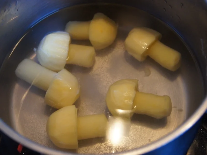 Rezept: Paprikabuletten mit Sauce, Blumemkohlgratin und Kartoffelpilzen Bild Nr. 1732 Paprikabuletten mit Sauce, Blumemkohlgratin und Kartoffelpilzen - Rezept - Bild Nr. 1732