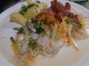 Kabeljau-Filet unter Wurzelgemüse-Speck-Haube - Rezept - Bild Nr. 1875