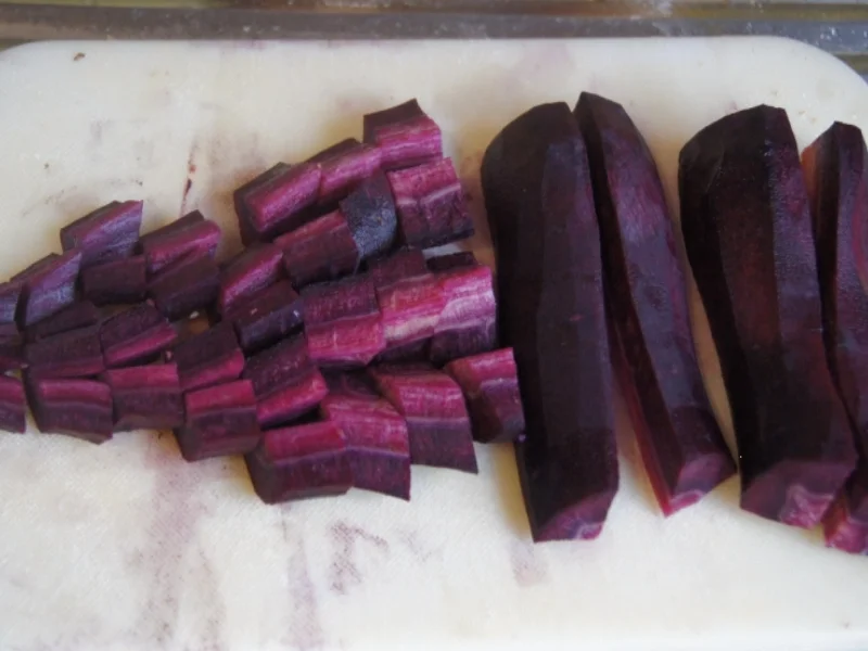 Lila Möhren-Kartoffelstampf mit panierten Champignons - Rezept - Bild Nr. 1882