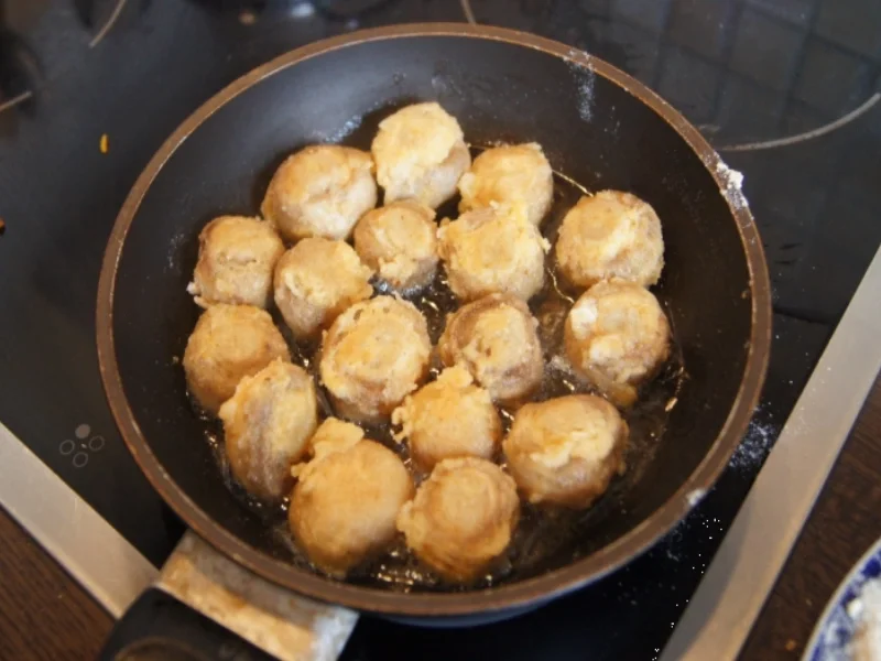 Lila Möhren-Kartoffelstampf mit panierten Champignons - Rezept - Bild Nr. 1889