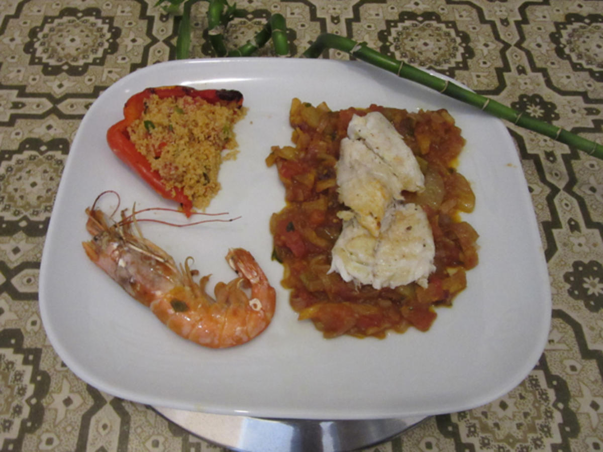 Stockfisch (alternativ Dorade) auf Schmorgemüse mit Couscous - Rezept - Bild Nr. 1902