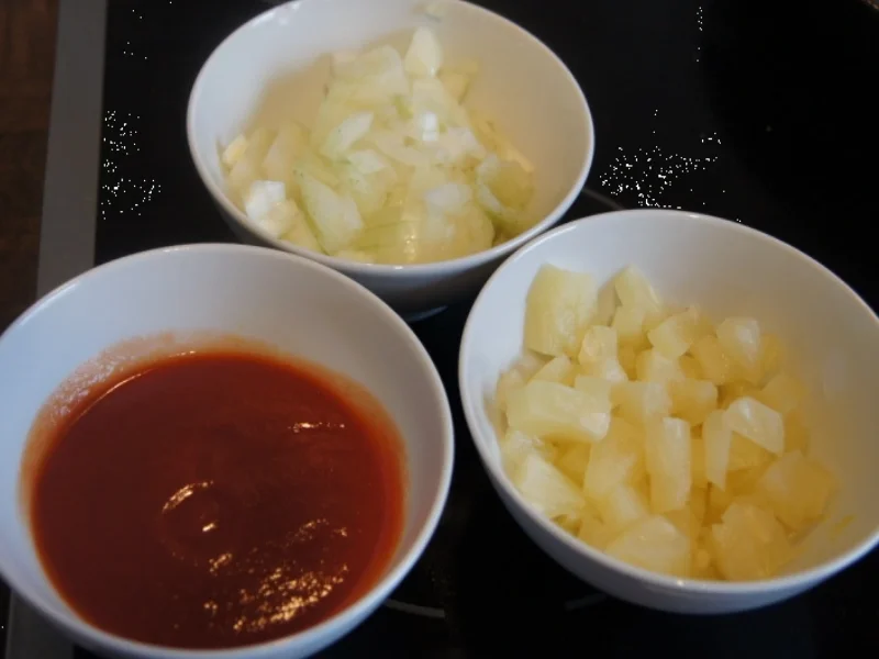 Hähnchenbrustfilet-Schaschlik mit Zwiebel-Tomaten-Ananassauce - Rezept - Bild Nr. 2001