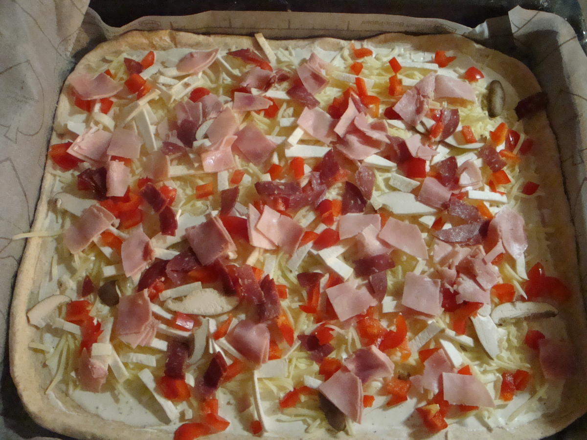 Bunte Pizza mit Quark- Öl-Teig pikant - Rezept - Bild Nr. 2049