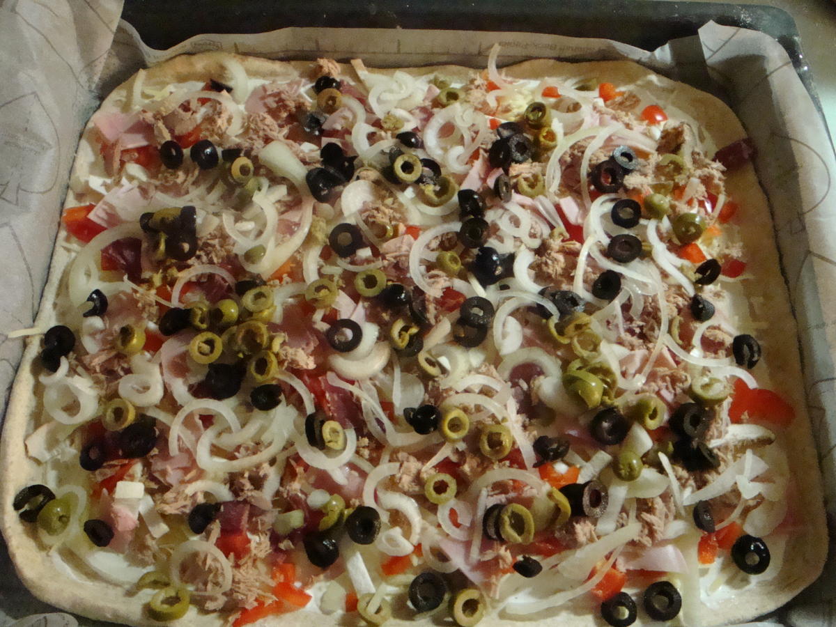 Bunte Pizza mit Quark- Öl-Teig pikant - Rezept - Bild Nr. 2052