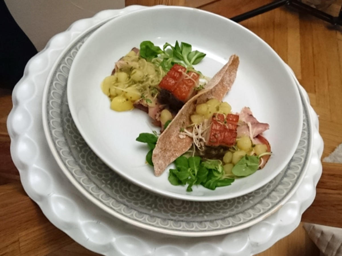 Bilder für Schweinsbraten.Carpaccio*Erdäpfel.Kren.Vinaigrette - Rezept